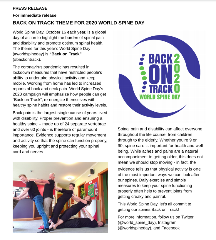 Press Release for World Spine Day